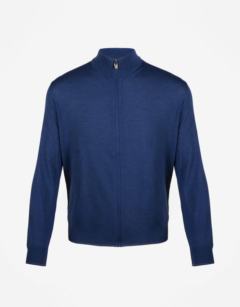 Castello d'Oro Blue Zip-Up Cardigan  image